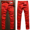 Jeans masculinos homens magro estiramento denim calças rasgadas angustiado rasgado freyed magro ajuste jeans destruído jeans rasgado preto branco vermelho jeansl231011