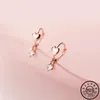 Hoop Huggie 925 Sterling Silver Cubic Zirconia Stone Pendant Hoops örhängen Rose Gold Color Small Heart Ear Rings Earings Jewelr185U