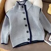 Cardigan Boys Sweater Autumn Cotton Top ChildrenS Knitted Jacket Clothing Fashionable Standing Collar Single Breasted 231012