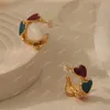 Hoop Earrings French Vintage Colorful Love Dropping Oil With High Quality Simple And Fashionable Light Luxury For Women