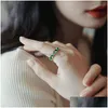 Luxury Green Crystal Irregar Gold Rings For Woman 2021 Neo Gothic Jewelry High Level Set Accessories Korean Fashion Dhgarden Otizy