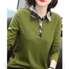 Kvinnors T -skjortor Spring Autumn Vintage Plaid Patchwork Pure Cotton Tees Damer Långärmad Casual Fashion Pullover Top Women bekväma