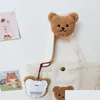 Hooks Rails 1Pc Wood Bear Key Bag Coat Hook Mtifunction Wall Decoration Organizer Hanger Animal Plush Hallway Door Storage Rack She Dhnv5