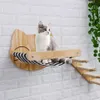 Cat Furniture Scratchers Cat Hammock With Scratching Stairs Wall Mounted Wooden Climbing Kitten Hanging Bed Furniture For Small Cat Sleeping Playing 231011