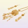 Dubai 18K gold color Jewelry sets for Women Indian Ethiopia Necklace Pendant Earrings set Africa S Arabia wedding Party gift9756894