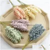 Decorative Flowers 6Pcs Artificial Vanilla Mini Foam Berry Spike Bouquet For Home Decor Plant Wall Decoration Cereals Heap Dhawk