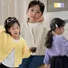 Cardigan Automne Enfants Bébé Fille Veste 0-8 Ans Enfants Couleur Unie À Manches Longues Bulle Plaid Manteau Lâche Cardigan Hauts Vêtements D'extérieur 231012