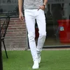 Erkek kot erkek elastik ince beyaz kot pantolon Kore moda gençlik ince fit kargo pantolon klasik sokak kıyafetleri denim pantolon231011