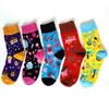 Women Socks 5 Pairs/Pack Happy Funny Cartoon Cosplay Novelty Cute Kawaii Combed Cotton Long Sock