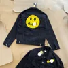 Men's Jackets the Correct Version of Drew Bieber with the Same Back Flocked Smiley Face Embroidered Denim Jacket