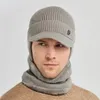 Chapéus Lenços Conjuntos Chapéu de Inverno com Lenço Conjunto Skullies Beanies para Homens Chapéu de Malha Mulheres Máscara Engrossar Balaclava Earflap Lã Bonnet Masculino Tubo de Pescoço 231012