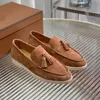 Klädskor loafers 100% läder kvinnor platt autentisk kohud casual sko runda tå klassiska bilder loafers mens tryckta med låda