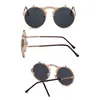 Vintage Steampunk Flip Sonnenbrille Retro Runde Metall Sonnenbrille für Männer und Frauen Marke Designer Circle 230920