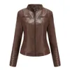 Cuir Femme Faux Femmes Moto Biker Veste À Glissière Automne Printemps Moto 2023 Noir Rouge Café Abricot Chaqueta Cuero Mujer 231011