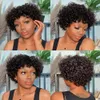 Synthetic Wigs Voluminous Fluffy Pixie Cut Short Curly Human Hair Wigs With Bangs Machine Made Real Hair Wigs 231012