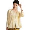 Vestes Femmes Haute Qualité Automne Style Chinois Rétro Gland Simple Boutonnage V-Col Top Exquise Broderie Lâche Femme Veste S-XXL