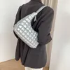 イブニングバッグ女性コットンパッドジャケットバッグアンダーアームシルバー格子縞の枕カバー