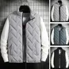 Gilet da uomo caldo giacca senza maniche da uomo con cerniera tinta unita gilet casual cappotto invernale con colletto alla coreana imbottito in cotone