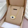 Colares de pingente de aço inoxidável água ondulação cílios turquia olho senhoras colar bijoux acier inoxidável femme moederdag ketting