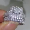 Mode-sieraden 134 stks stenen maat 6-10 luxe 14kt wit goud gevuld volledige witte topaas CZ diamanten bruiloft vrouwen ring set voor lover2538