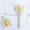 Decorative Flowers 6Pcs Artificial Vanilla Mini Foam Berry Spike Bouquet For Home Decor Plant Wall Decoration Cereals Heap Dhawk