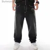 Herr jeans co man lös baggy jeans hiphop skateboard denim pants street dance hip hop rap svarta byxor kinesisk storlek 30-l231011