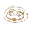 4 Pcs/ Set Classic Arrow Knot Round Bangle Crystal Gem Mtilayer Adjustable Open Bracelet Women Fashion Party Jewelry Dhgarden Otv5J