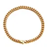 Collana a catena a maglia cubana Miami Hip Hop in acciaio inossidabile da 10mm-14mm Collana con zirconi placcati in oro reale 18 carati