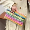 Midjepåsar 2023 mode vintage kvinnors plånbok halm vävd väska avslappnad färgglad handvävd bärbar elegant för helgsemester