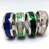 Hele 30 Stuks 8MM Roze groen blauw shell 316L acier roestvrijstalen ringen sieraden vinger ring comfortabele fit267l