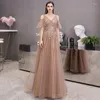 Partykleider Linyang A-Linie V-Ausschnitt Ballkleid Kragen Elegant Formal Abend Lange Pailletten Für Frauen 2023