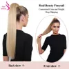 Парики шнурка RealBeauty Clip in Ponytail Hair Бразильские прямые натуральные человеческие волосы Wrap Вокруг Ponytail Hair Pieces Hightlight Soft 231012