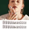 False Nails Ballerina Nail Tips Half Cover Clear Nailart Cat Eye Hand Wearing Manicure Piece With Diamond Patch Stamper