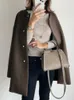 Women's Wool blandar Japan Style Office Lady Elegant Solid Coats Loose Casual Covered Button Jacket Autumn Winter AllMatch Outwear 231011