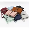 Wallets Multifunction Short Purse Fold Women Drawstring Nubuck Leather Zipper Wallet With Wrist Strap Ladies Carteras Para Mujer