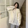 Kvinnors stickor tröja stickad cardigan kvinnor överdimensionerad kontrast lös hösten vinter rockar koreanska mode långärmad söt lady college