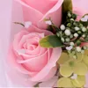 Fleurs décoratives 3 pièces bouquet de savon artificiel mousse rose fleur cadeau avec boîte petite de roses pour les femmes anniversaire de la Saint-Valentin