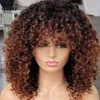 Syntetyczne peruki Krótkie naturalne pixie Bob Jerry Curly Curly Proce Human Hair Peruki z grzywką Brazylijską perukę ludzką Podświetl kolorowe peruki dla kobiet Remy 231012