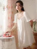 Mulheres Sleepwear Mulheres Algodão Verão Manga Curta Ruffles Lace-up Nighty Princesa Lace Sexy Nightdress Victorian Nightgowns Pijamas