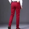 Jeans pour hommes automne vin rouge hommes mode décontracté Style classique affaires coupe droite pantalon doux mâle pantalon avancé 231012