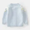 Cardigan Little Maven Neonate Maglione Adorabile Azzurro Abbigliamento casual Autunno Bambini Cardigan Bel cappotto per bambini 2-7 anni 231012