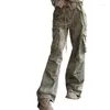 Женские джинсы в стиле хип-хоп, камуфляжные брюки-карго с высокой талией, повседневные брюки-карго в стиле сафари для девочек