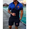Men's Tracksuits Polo Tracksuit Shorts Sets For Man Clothing Dark Skull Deejay With Norwegian Flag Camisetas De Hombre Clothes Anime