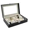 Boîtes à bijoux 10 PU cuir intérieur doux oreiller boîte de montre support de boîtier de montre organisateur boîte de rangement pour montres à quartz boîtes à bijoux affichage 231011