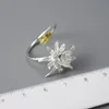 Trauringe, Lotus-Spaß, nachtblühende Cereus-Blume, verstellbare Ringe für Damen, 925er-Sterlingsilber, zertifizierter Luxus-Designer-Edelschmuck 231012