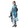 Vêtements ethniques Robe formelle japonaise Manches vibrantes Kimono Bleu Modèle traditionnel Complet Tsurugi Longueur 160 cm