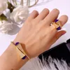 Bröllopsmycken set Zlxgirl Luxury African Dubai Bangle With Ring For Women Party Zircon Bridal Jewellery Set Free Ship 231012