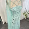 Basic Casual Dresses Sharon Said Luxury Dubai Aqua Lilac Arabic Mermaid Evening Dress with Cape Sleeves Criss Cross Women Wedding Party Gowns SS391 231011