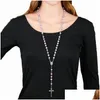 Pendant Necklaces Madonna Crucifix Necklace Rainbow Imitation Pearl Cross Necklaces Fashion Jewelry For Women Will And Jewelry Necklac Dho0A