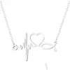 Pendant Necklaces Stainless Steel Stethoscope Ecg Heart Necklace Sier Gold Heartbeat Pendant Necklaces Women Fashion Jewelry Will And Dha47